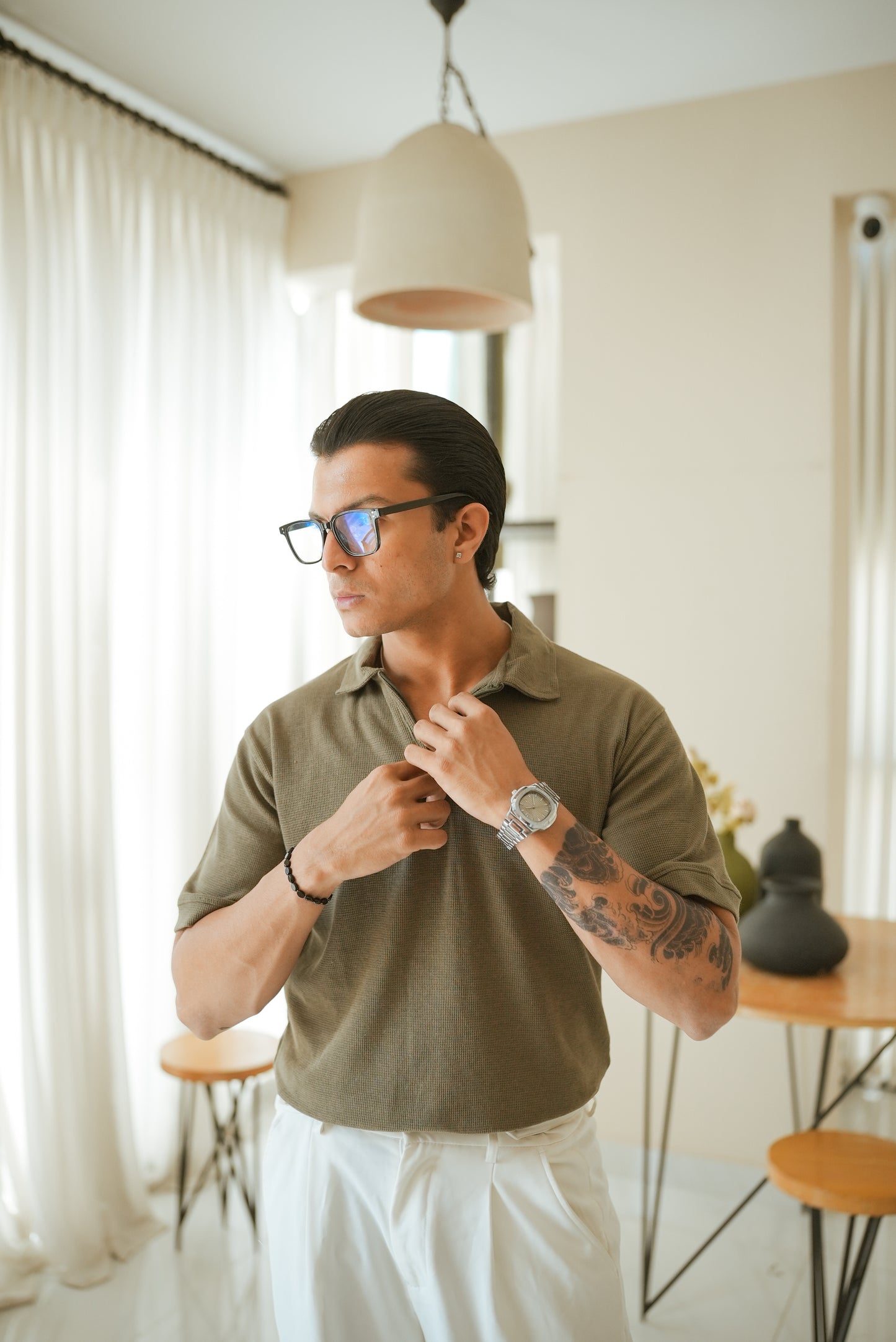 Drop needle polo | Olive green