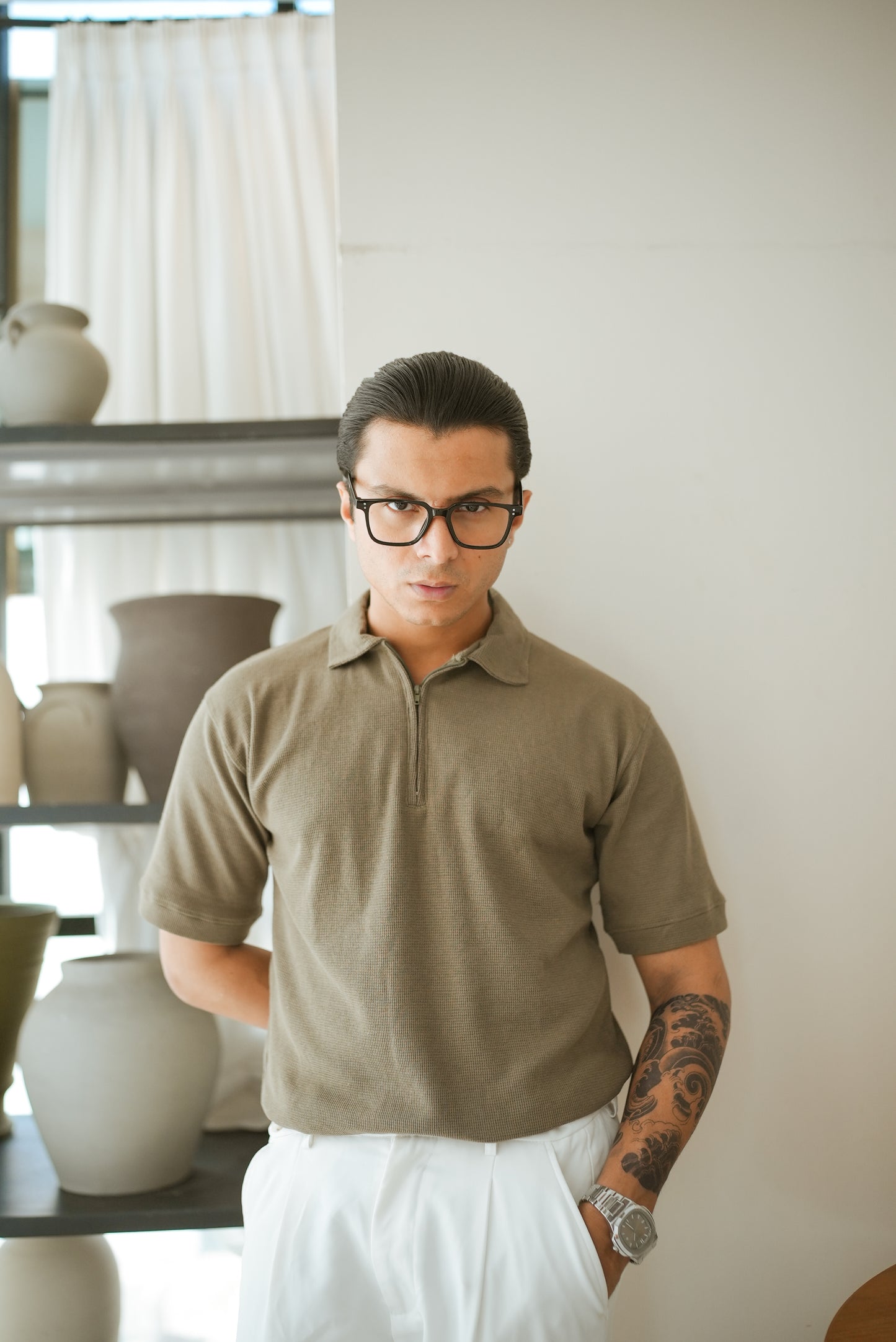 Drop needle polo | Olive green